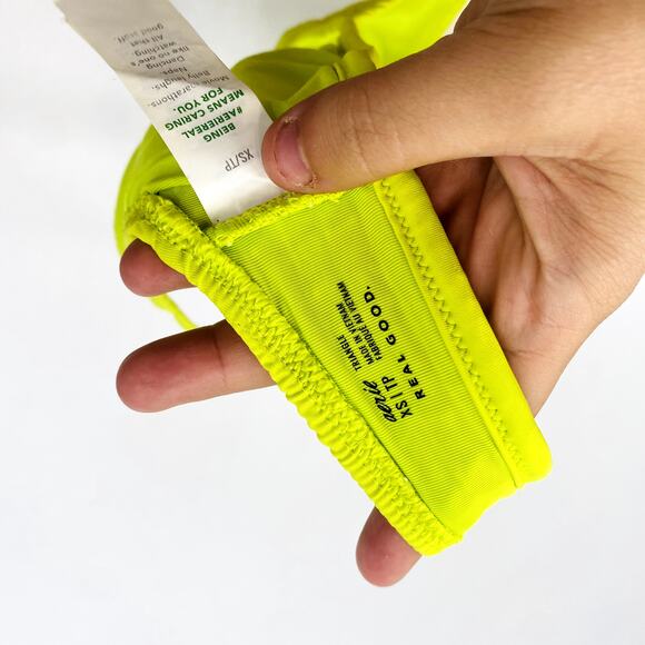 Aerie green yellow scrunch triangle bikini top - Picture 3 of 3